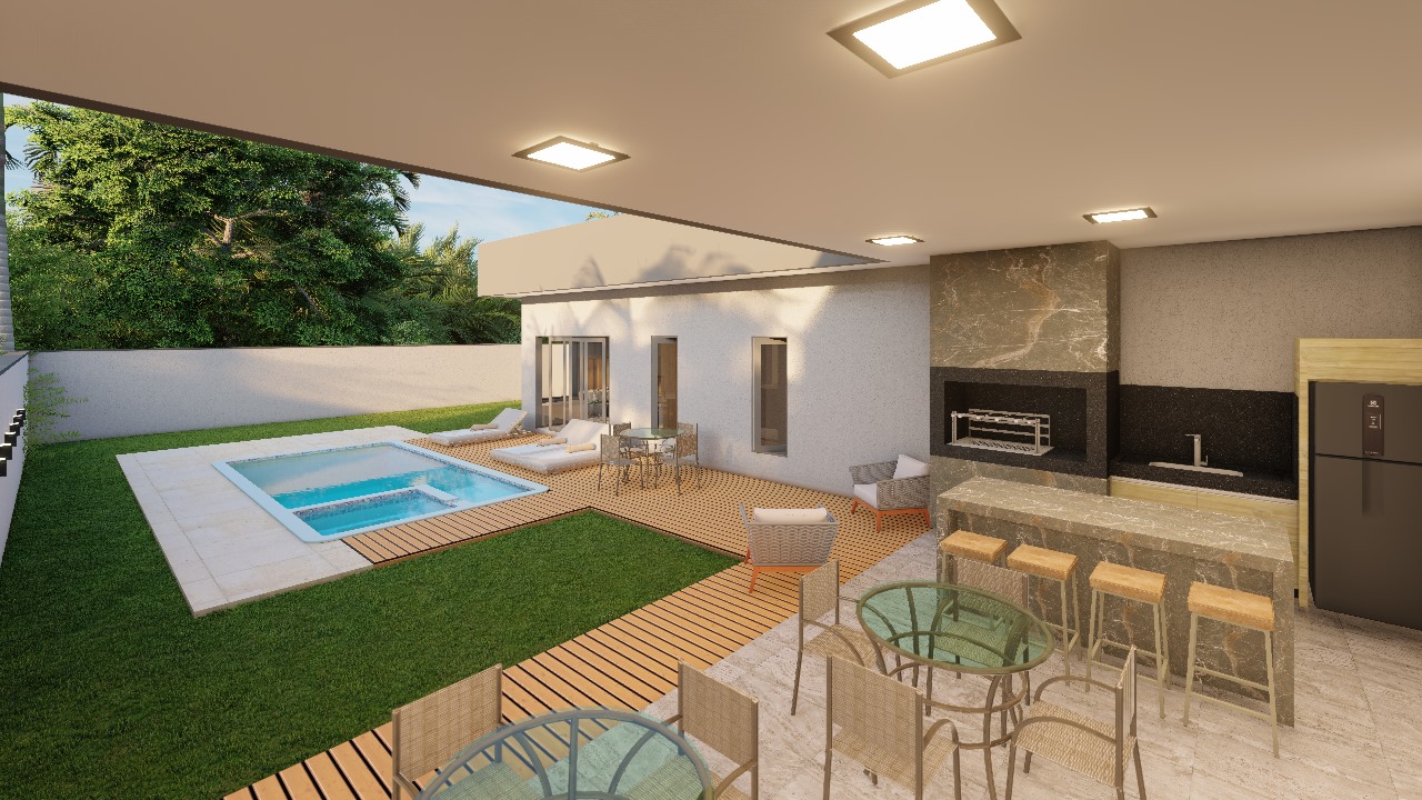 Imagem de Casa nova de alto padrão, em único nível plano, em fase final de acabamento, em bairro nobre