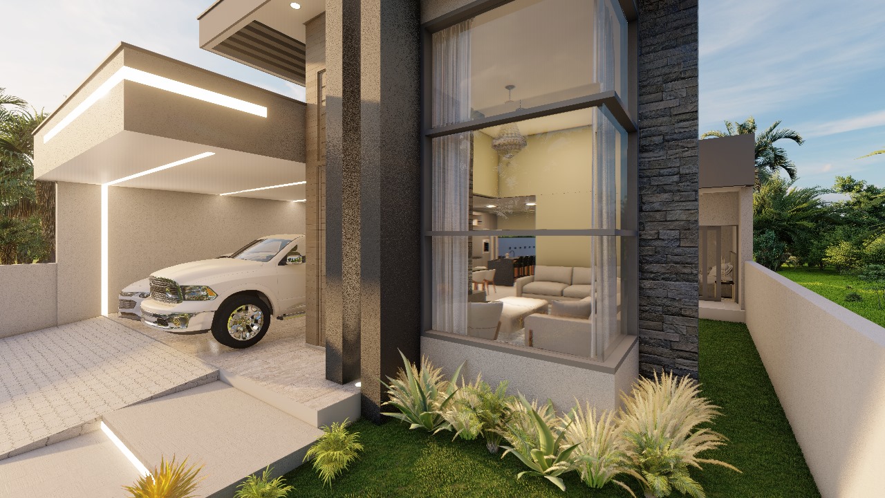 Imagem de Casa nova de alto padrão, em único nível plano, em fase final de acabamento, em bairro nobre