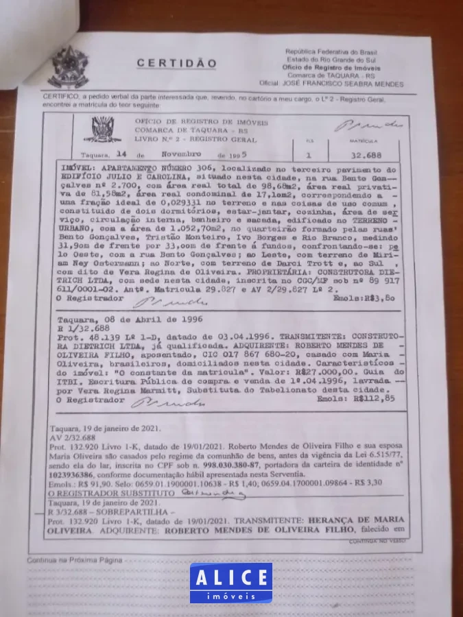 Apartamento em Taquara bairro Centro - Centro, Taquara [10275]