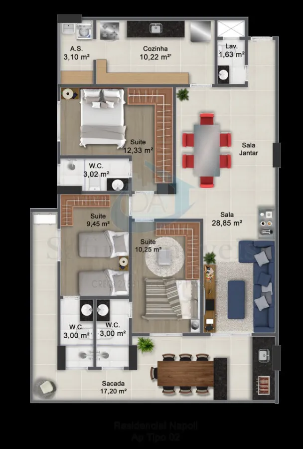 Imagem de Apartamento 2 dormitórios e 1 suíte