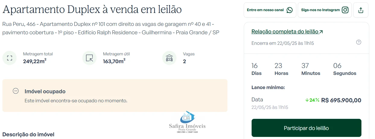 Imagem de LEILÕES BANCOS PRIVADOS/ ITAÚ, ATENTE-SE AO ANUNCIO, ENCERRAMENTO DO LEILÃO 23/06/25 AS 11 HORAS