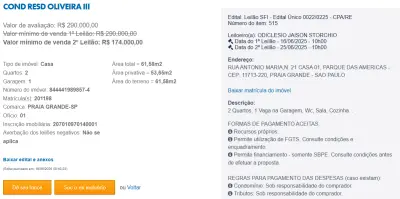 Imagem de IMÓVEIS LEILÕES CAIXA, ATENTE-SE AO ANUNCIO, 2° LEILÃO EM 25/06/25 AS 10 HORAS
