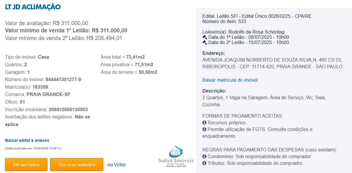 Imagem de IMÓVEIS LEILÕES CAIXA, ATENTE-SE AO ANUNCIO, 1° LEILÃO EM 08/07/25 AS 10 HORAS