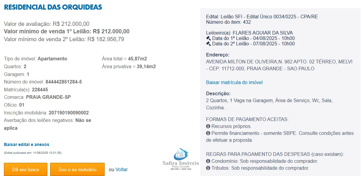 Imagem de IMÓVEIS LEILÕES CAIXA, ATENTE-SE AO ANUNCIO, 1° LEILÃO EM 04/08/25 AS 10 HORAS