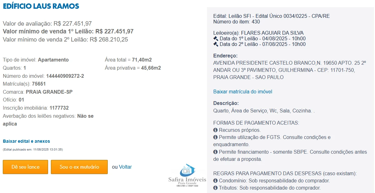 Imagem de IMÓVEIS LEILÕES CAIXA, ATENTE-SE AO ANUNCIO, 1° LEILÃO EM 04/08 ATÉ AS 10 HORAS