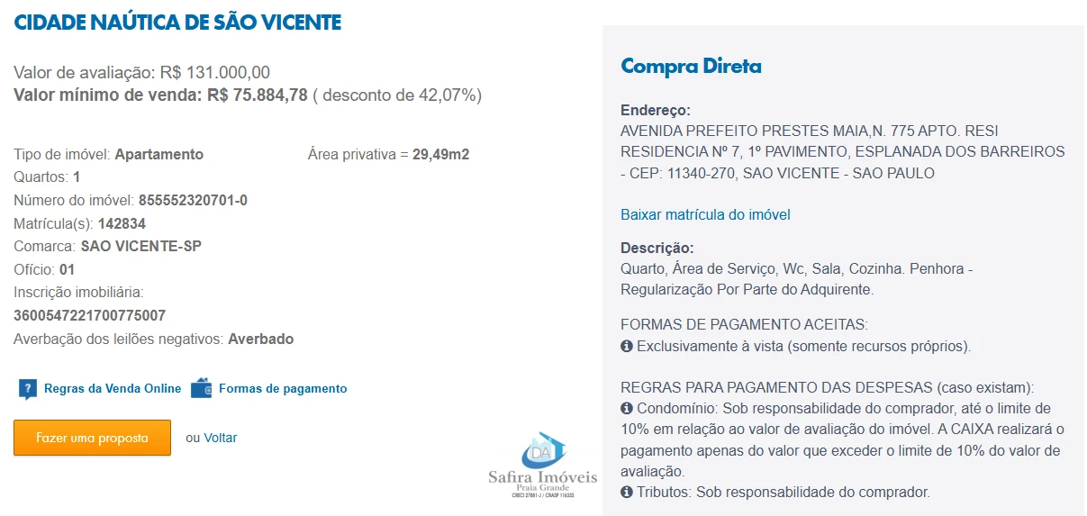 Imagem de IMÓVEIS LEILÕES CAIXA, ATENTE-SE AO ANUNCIO, A PRIMEIRA PROPOSTA LEVA