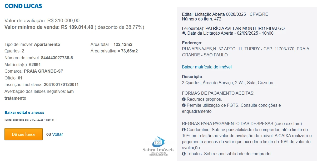 Imagem de IMÓVEIS LEILÕES CAIXA, ATENTE-SE AO ANUNCIO, IMÓVEL EM LICITÇÃO ABERTA ATÉ 02/09 AS 10 HORAS