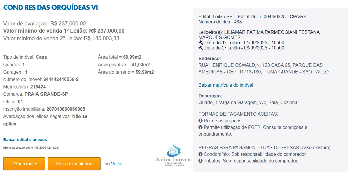Imagem de IMÓVEL LEILÕES CAIXA, ATENTE-SE AO ANUNCIO, 1° LEILÃO EM 01/09 AS 10 HORAS