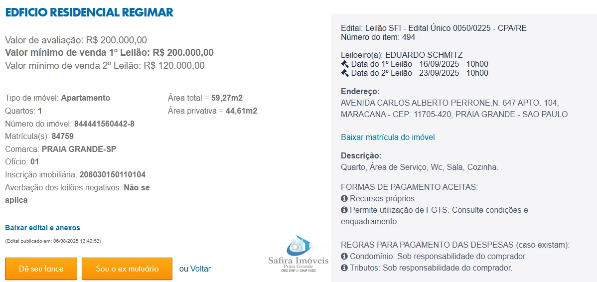 Imagem de IMÓVEIS LEILÕS CAIXA, ATENTE-SE AO ANUNCIO, 1° LEILÃO EM 16/09 AS 10 HORAS