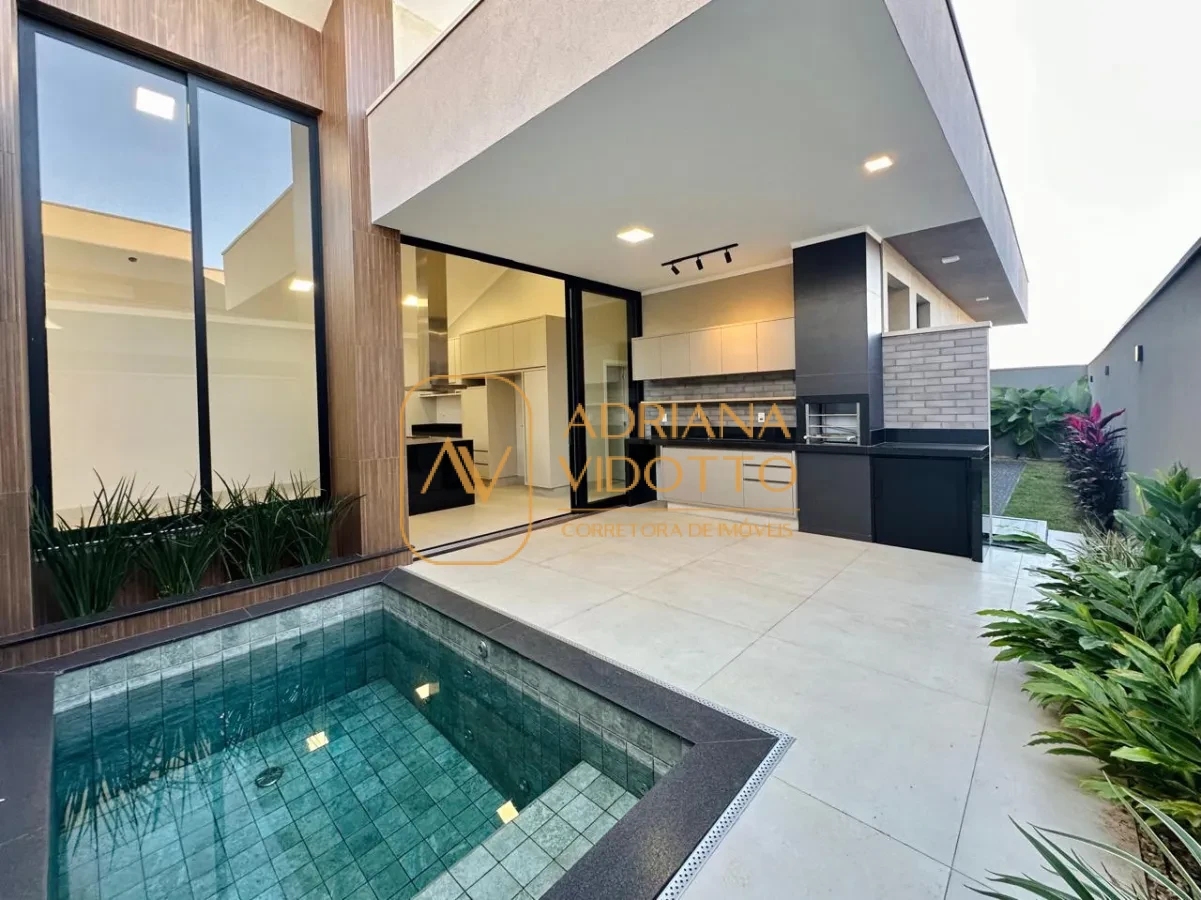 Imagem de Casa de condomínio a venda com 3 quartos, sendo 1 suíte com closet, área gourmet e piscina